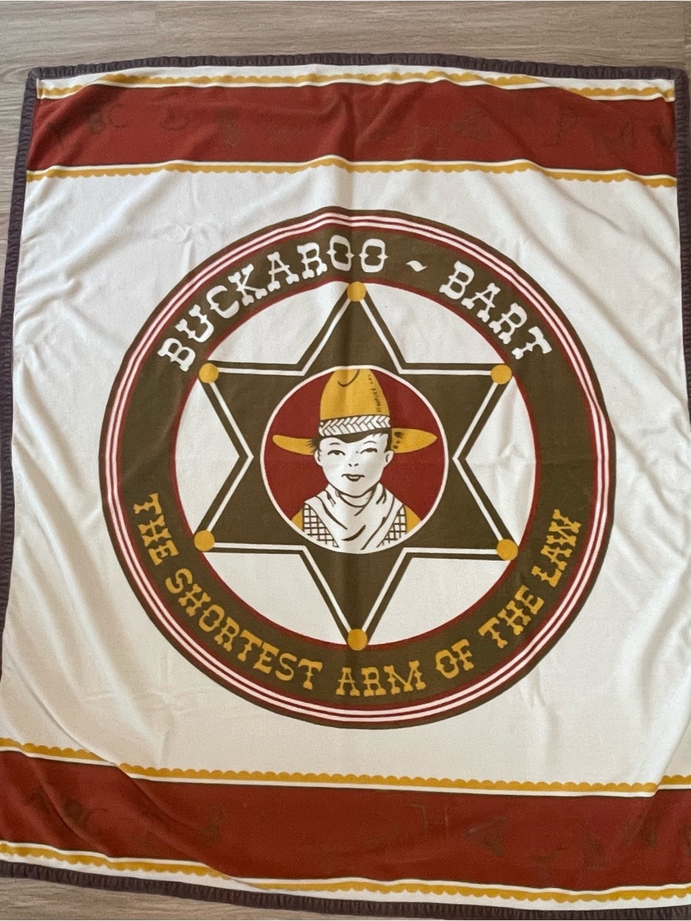 Buckaroo Bart Graphic Blanket - Red, Brown, Cream